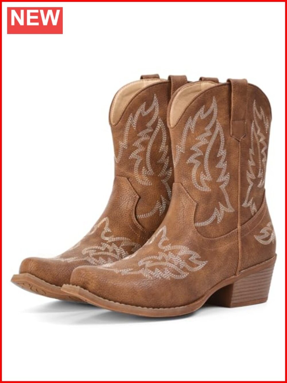 Ankle Western Cowboy Boots Snip Toe Faux Leather Women's
